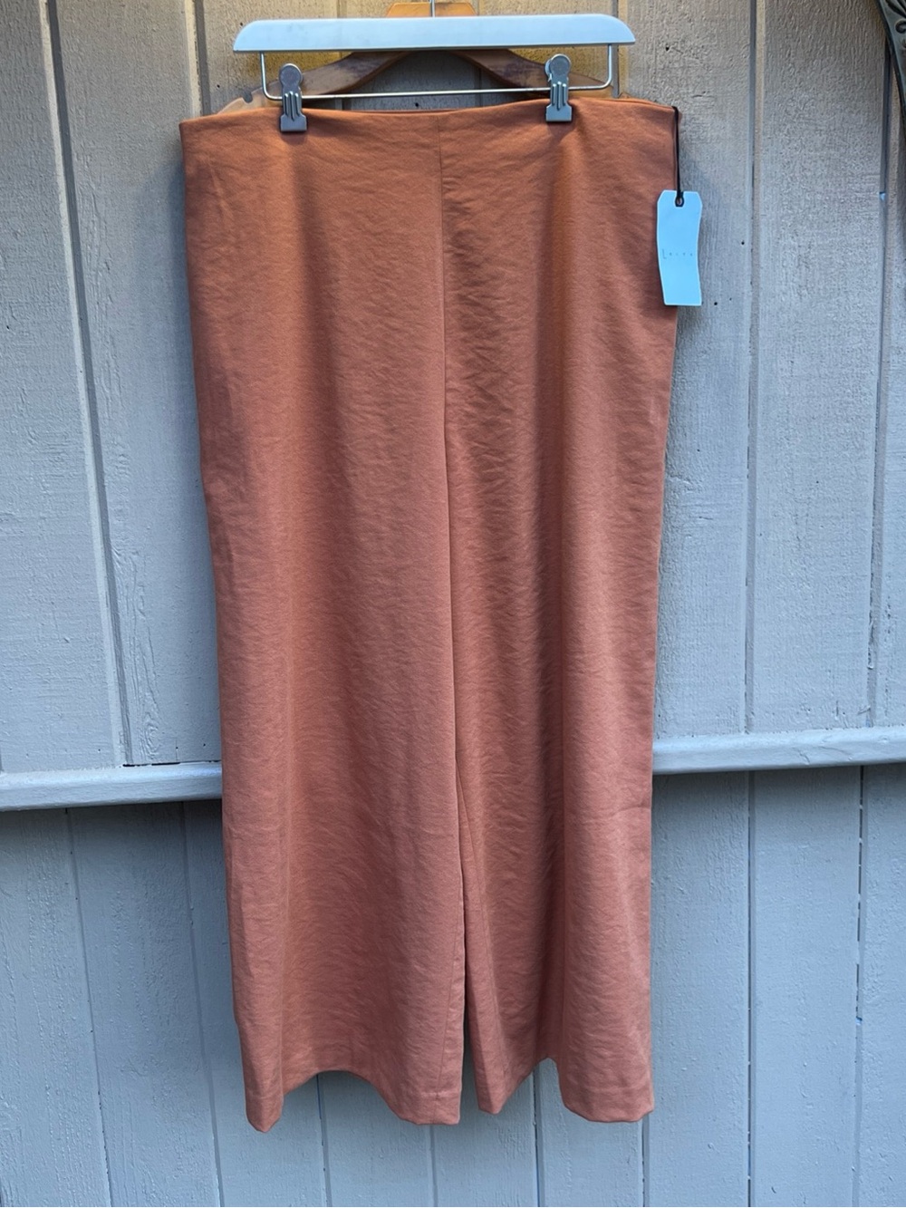 NWT Leith Nordstrom RUST Wide Leg Trousers XL High Rise Dress Pants w Pockets